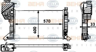 HELLA Радиатор охлаждения MB Sprinter МКПП, без AC (8MK376721-351)