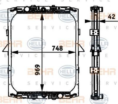 HELLA Радиатор охлаждения DAF F95 (8MK376721-521)