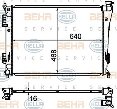 HELLA Радиатор охлаждения двигателя HYUNDAI i40 CW (8MK376735251)