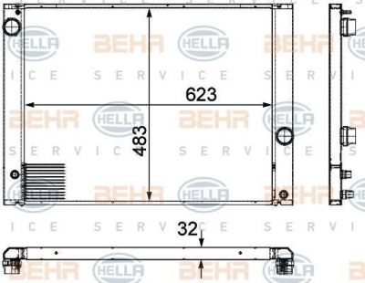 HELLA Радиатор двигателя 523i/525i/530i/523i/630i 2.0-2.8 05- (17117534914, 8MK376745-761)