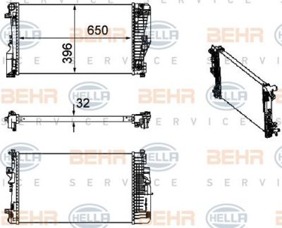 HELLA Радиатор охл. ДВС MB Vito/Viano(W639) 2,2CDI/3,0CDI 03-> (650X396X32mm) (6395011201, 8MK376756-131)
