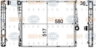 HELLA Радиатор системы охлаждения E83 2.0-3.0/2.0D/3.0D 04- (17 11 3 400 013, 8MK376764-771)