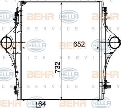 HELLA ИНТЕРКУЛЕР 652x732x64 MAN TRUCK F2000/E2000 (8ML376723-751)