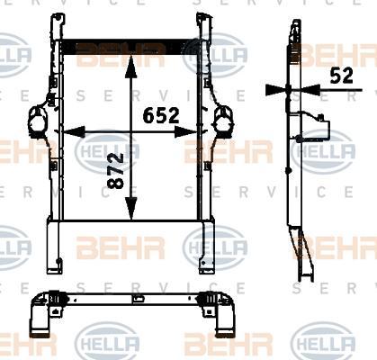 HELLA Интеркулер 652x872x52 IVECO Stralis 02.02-> (8ML376724-251)