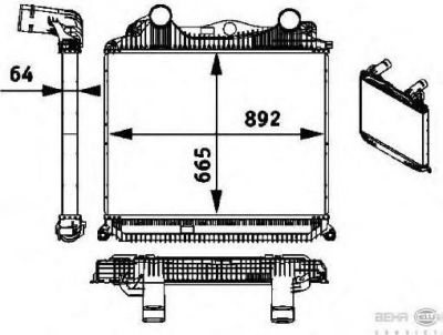 HELLA Интеркулер 665x892x64 MAN TGA00 -> (8ML376724-381)