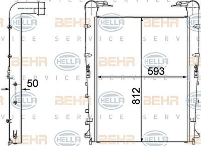 HELLA интеркулер 812x593x30 RVI Premium I/II/Kerax (8ML376746-281)