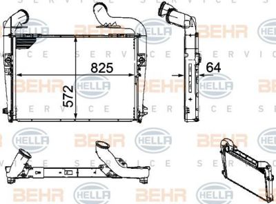 HELLA Интеркулер 825x572x64 Scania P,G,R,T-series (8ML376756-181)