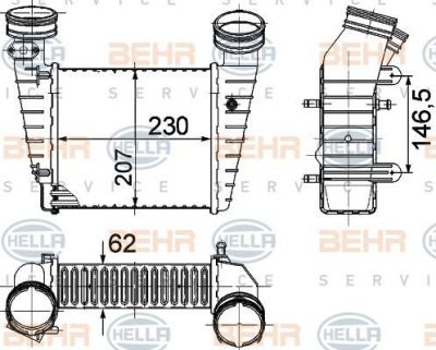 HELLA Охладитель нагнетаемого воздуха VAG Passat B5 plus 1,8T(AWT) 98-05 (3B0145805H, 8ML376776-611)