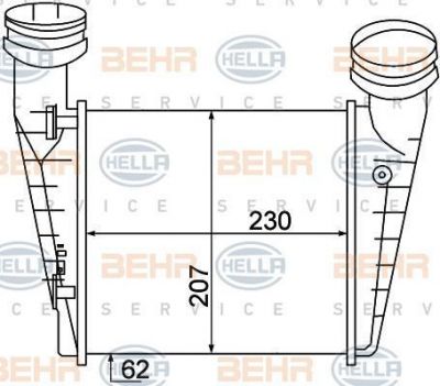 HELLA Интеркулер VAG PASSAT B5 plus 1,9TDI 00-> (3B0145805D, 8ML376776-631)