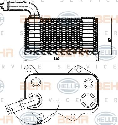 Hella 8MO 376 783-771 масляный радиатор, двигательное масло на AUDI TT Roadster (8J9)