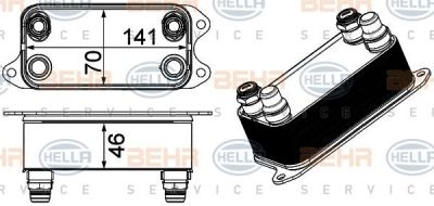 Hella 8MO 376 924-061 масляный радиатор, автоматическая коробка передач на MERCEDES-BENZ E-CLASS купе (C207)