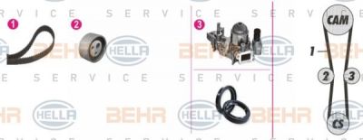 Hella 8MP 376 800-821 водяной насос + комплект зубчатого ремня на RENAULT CLIO I (B/C57_, 5/357_)