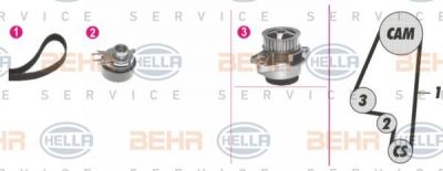 Hella 8MP 376 800-891 водяной насос + комплект зубчатого ремня на VW POLO CLASSIC (6KV2)