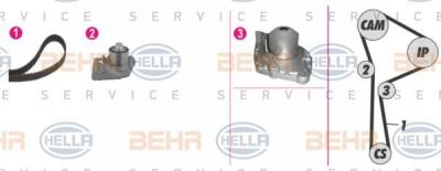 Hella 8MP 376 802-821 водяной насос + комплект зубчатого ремня на OPEL VIVARO фургон (F7)