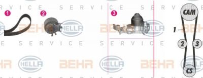 Hella 8MP 376 802-851 водяной насос + комплект зубчатого ремня на RENAULT CLIO III (BR0/1, CR0/1)