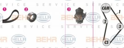 Hella 8MP 376 803-821 водяной насос + комплект зубчатого ремня на FIAT UNO (146A/E)