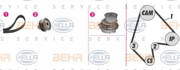 Hella 8MP 376 805-891 водяной насос + комплект зубчатого ремня на OPEL VECTRA A (86_, 87_)