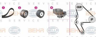 Hella 8MP 376 809-891 водяной насос + комплект зубчатого ремня на FIAT ULYSSE (220)