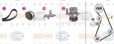 Hella 8MP 376 811-831 водяной насос + комплект зубчатого ремня на VW PASSAT Variant (3B6)