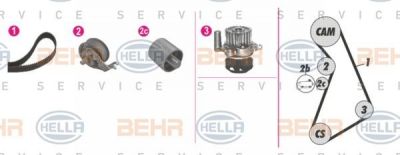 Hella 8MP 376 814-861 водяной насос + комплект зубчатого ремня на VW GOLF IV (1J1)