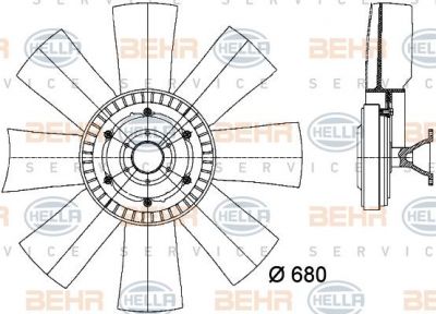 Hella 8MV 376 727-171 вентилятор, охлаждение двигателя на SCANIA P,G,R,T - series