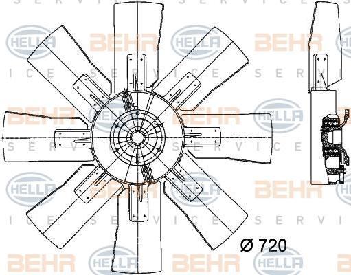 Hella 8MV 376 728-121 вентилятор, охлаждение двигателя на MAN F 90