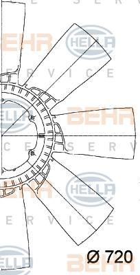 Hella 8MV 376 728-561 крыльчатка вентилятора, охлаждение двигателя на DAF XF 95