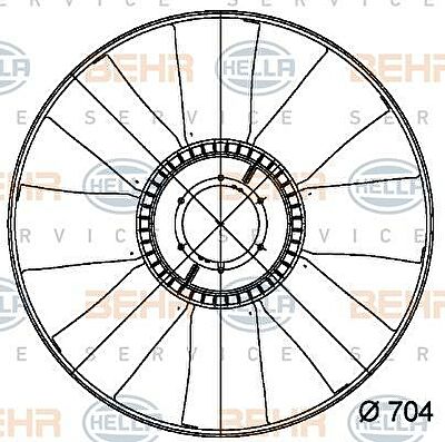 Hella 8MV 376 728-771 крыльчатка вентилятора, охлаждение двигателя на DAF 75 CF