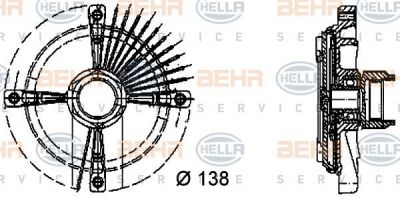 Hella 8MV 376 732-151 сцепление, вентилятор радиатора на OPEL OMEGA A (16_, 17_, 19_)