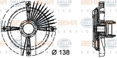 Hella 8MV 376 732-161 сцепление, вентилятор радиатора на OPEL OMEGA A (16_, 17_, 19_)