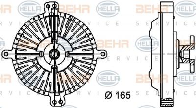 Hella 8MV 376 733-051 сцепление, вентилятор радиатора на MERCEDES-BENZ S-CLASS (W116)