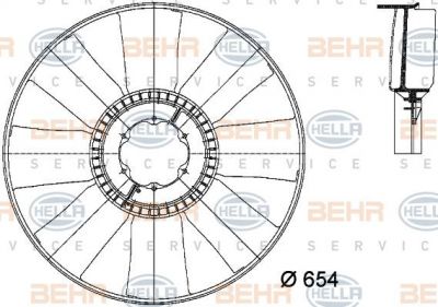 Hella 8MV 376 733-101 крыльчатка вентилятора, охлаждение двигателя на IVECO EuroTrakker