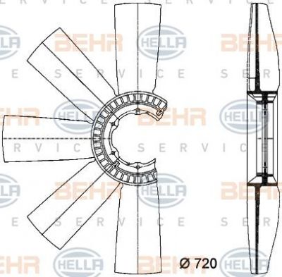 HELLA Вентилятор F95/85CF/XF95/105 (8MV 376 733091)