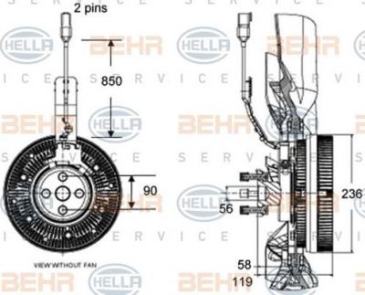 Hella 8MV 376 758-541 сцепление, вентилятор радиатора на MAN F 2000