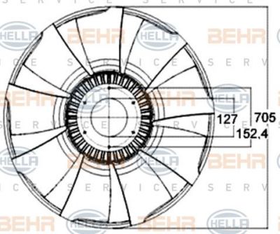 Hella 8MV 376 758-561 крыльчатка вентилятора, охлаждение двигателя на MAN TGS