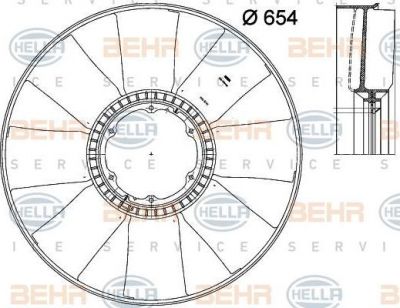 Hella 8MV 376 791-291 крыльчатка вентилятора, охлаждение двигателя на IVECO EuroCargo