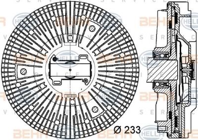 HELLA вискомуфта вентилятора d=233 MB AXOR 01-05 (8MV376730-101)