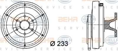 HELLA Гидромуфта без крыльчатки 233мм, с датчиком RVI MIDR062465 (8MV376730011)