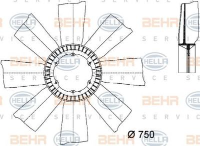 HELLA Крыльчатка вентилятора MB MK, SK (8MV376733-151)