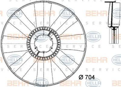 HELLA Вентилятор двигателя MB Atego 714/1823/1828,Axor (8MV376733-181)