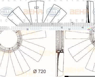 HELLA КРЫЛЬЧАТКА ВЕНТИЛЯТОРА ДВИГАТЕЛЯ (8MV376733-291)