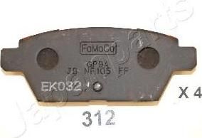 JAPANPARTS Комплект тормозных колодок, диско (PP-312AF)
