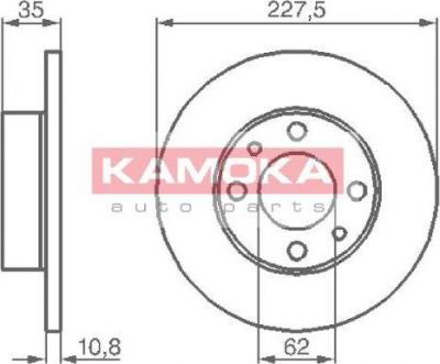 KAMOKA 103166 тормозной диск на FIAT UNO (146A/E)