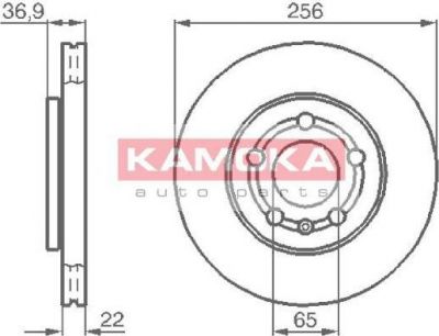 KAMOKA 1031854 тормозной диск на SKODA OCTAVIA (1U2)