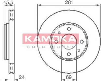 KAMOKA 1032136 тормозной диск на MITSUBISHI CARISMA седан (DA_)