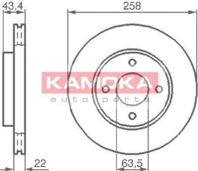 KAMOKA 1032144 тормозной диск на FORD FIESTA IV (JA_, JB_)
