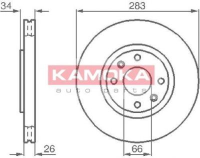 KAMOKA 1032304 тормозной диск на PEUGEOT 307 (3A/C)