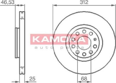 KAMOKA 1032312 тормозной диск на AUDI A6 Avant (4B5, C5)