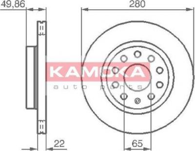 KAMOKA 1032446 тормозной диск на SKODA OCTAVIA Combi (1Z5)