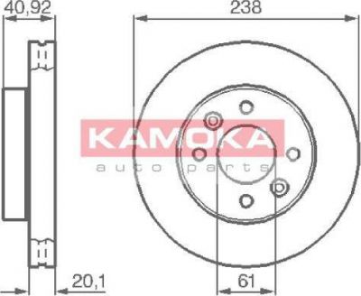 KAMOKA 103316 тормозной диск на RENAULT CLIO II (BB0/1/2_, CB0/1/2_)